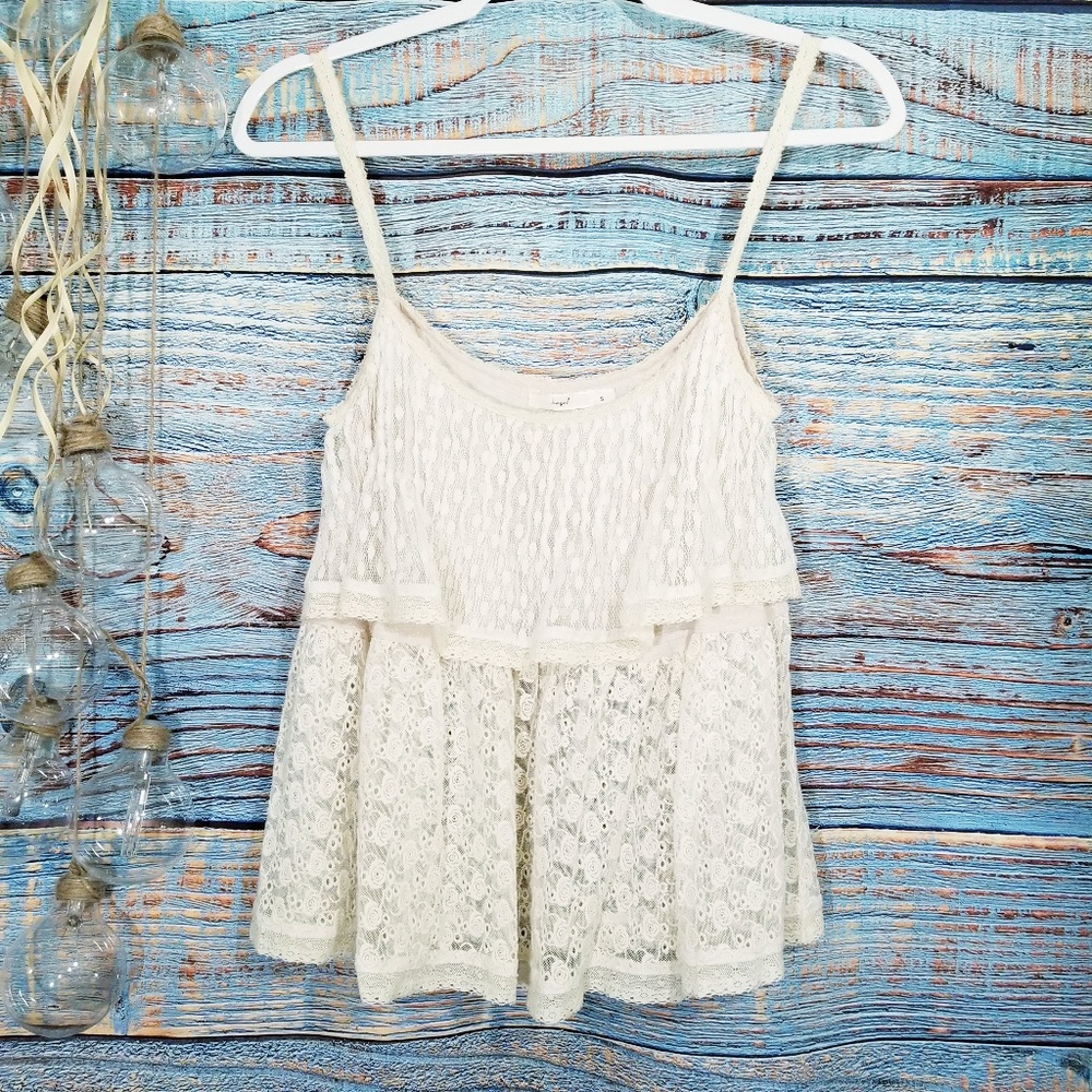 Hazel 2 Tier Cream Lace Cami Size S
